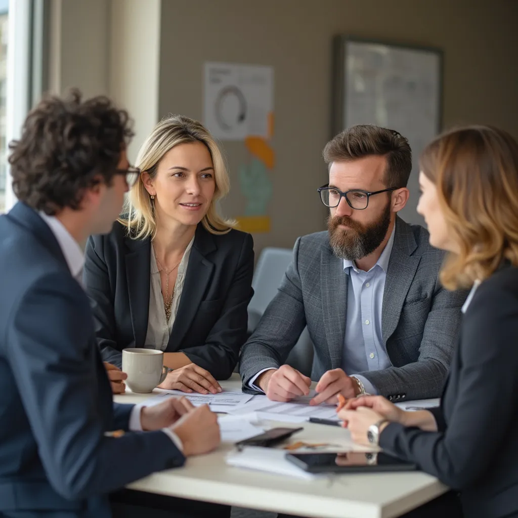 Equipo de consultoría en reunión