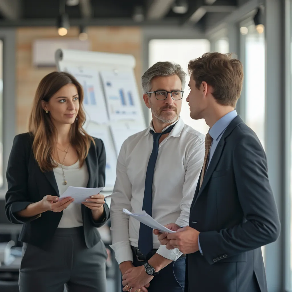 Consultores asesorando a clientes